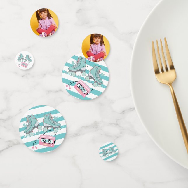 Roller Skating Pastel Photo Personalised Birthday Confetti (Group)