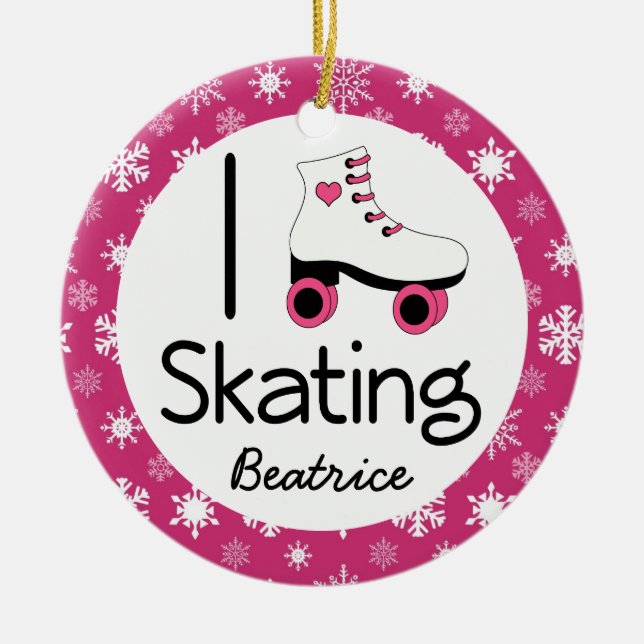 Roller Skating Personalised Ornament Gift (Front)