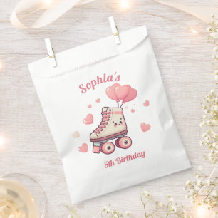 Roller Skating Pink Hearts Girl's Birthday Favour Bags