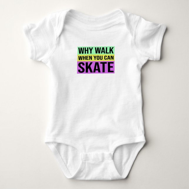 Roller Skating Retro Colourful Roller Skates Sayin Baby Bodysuit (Front)