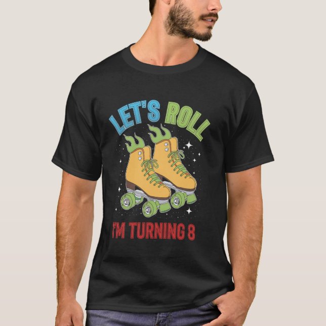 Roller Skating Roller Disco Birthday Party Retro T-Shirt (Front)