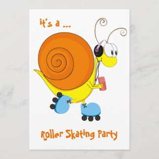 Roller Skating Snail Roller Skating Party Invitation