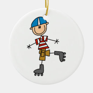 Roller Skating Stick Figure Ceramic Tree Decoration