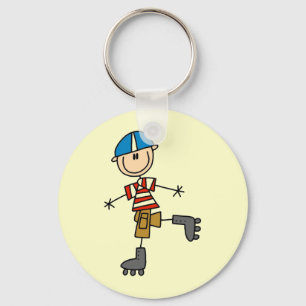Roller Skating Stick Figure Key Ring