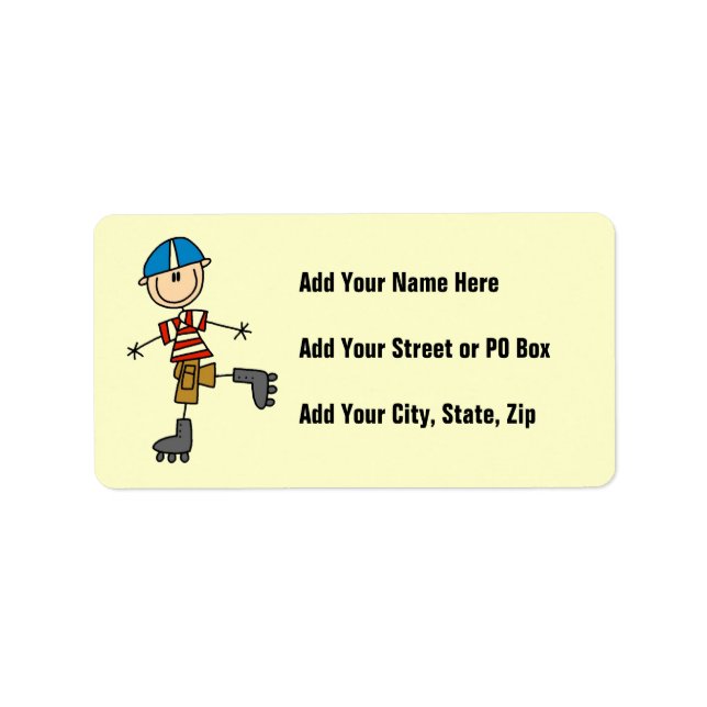 Roller Skating Stick Figure Label (Front)