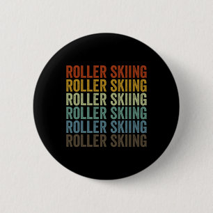 Roller Skiing Sports Retro 6 Cm Round Badge