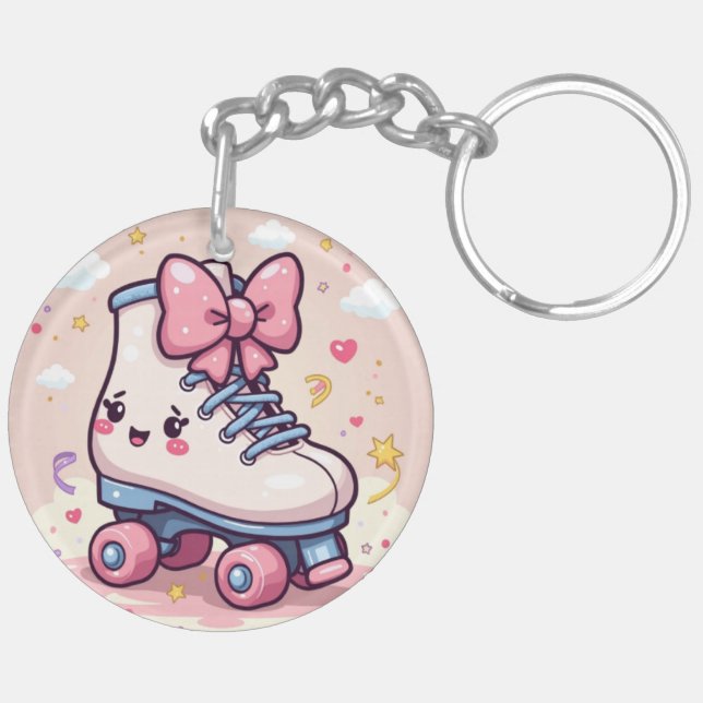 Roller Sparkle – Kawaii Pastel Skate Keychain (Back Left)