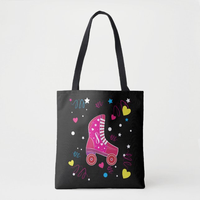 Rollerblade Pink Roller Skates Roller Skating Tote Bag (Front)
