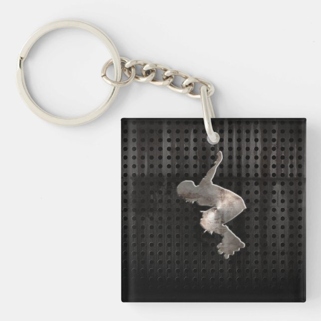 Rollerblading; Cool Black Key Ring (Front)