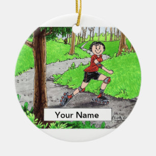 Rollerblading - Female Ceramic Tree Decoration