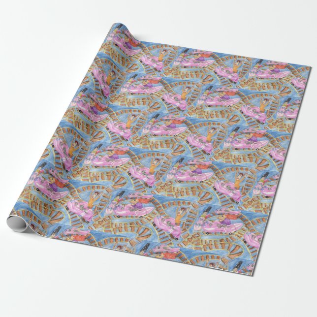 Rollercoaster Bonanza Wrapping Paper (Unrolled)