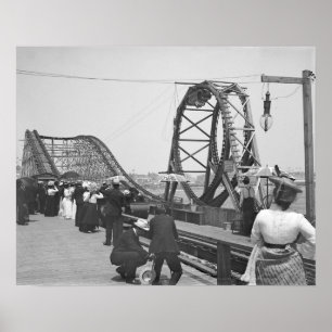 Rollercoaster in Atlantic City, 1901. Vintage Poster