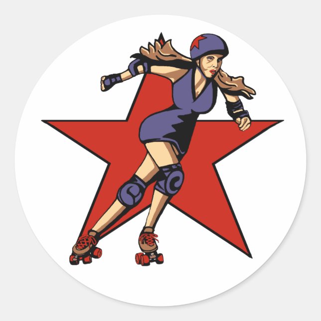 rollergirl jammer classic round sticker (Front)