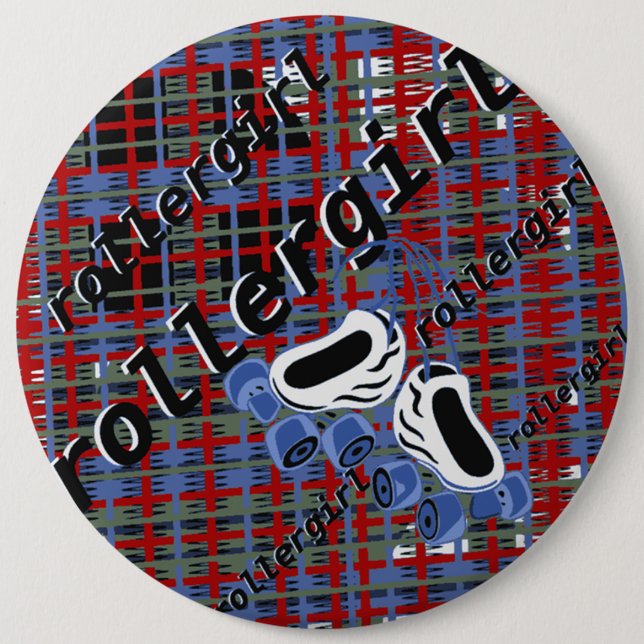 rollergirl plaid attack 6 cm round badge (Front)