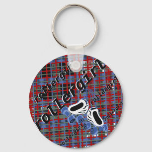 rollergirl plaid attack key ring
