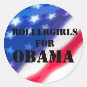 Rollergirls For Obama - Stencil & Flag Classic Round Sticker