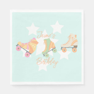 Rollerskating Birthday Pastel Stars Napkin