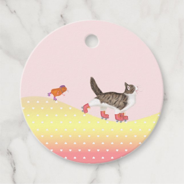 Rollerskating pets party bag tag (Front)