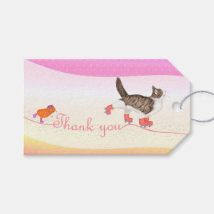 Rollerskating pets thank you gift tag