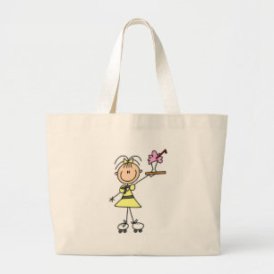 Rollerskating Waitress Large Tote Bag