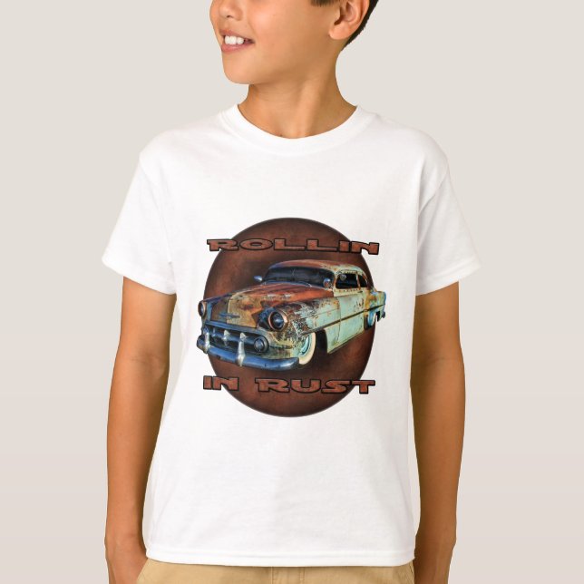 Rollin in rust Tail Dragger Chopped Chevy T-Shirt (Front)