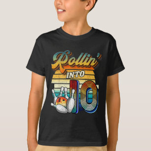 Rollin Into 10 Bowling Birthday Party 10th Birthda T-Shirt