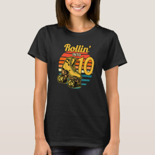 Rollin' Into 10 Retro Roller 10th Birthday Party S T-Shirt