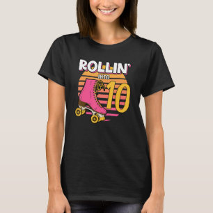 Rollin' Into 10 Roller Girl 10th Birthday Party Sk T-Shirt