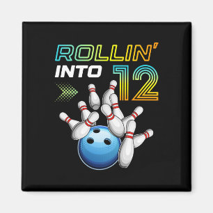 Rollin Into 12 Retro Bowling Birthday Party 12th B Magnet