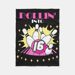 Rollin Into 16 Bowling Birthday Party 16. Boys Gir Fleece Blanket