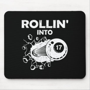Rollin Into 17 Billiards 17th Birthday Flaming Bil Mouse Pad