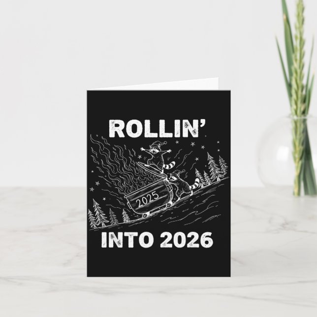 Rollin’ Into 2026 Dumpster Fire New Year Party Fun Card (Front)
