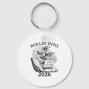 Rollin’ Into 2026 Dumpster Fire New Year Party Fun Key Ring