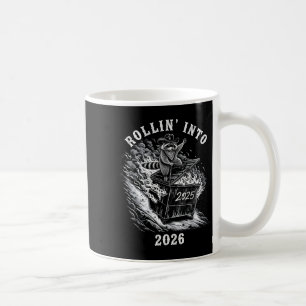 Rollin' Into 2026 Funny Cowboy Raccoon Happy New Y Coffee Mug