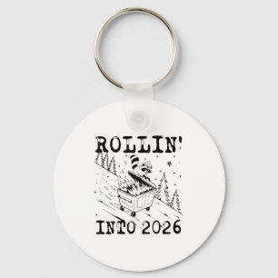 Rollin’ Into 2026 Raccoon Dumpster Fire Funny New Key Ring