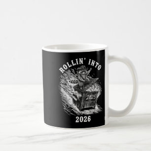 Rollin Into 2026 Raccoon Funny Dumpster Fire 2025  Coffee Mug