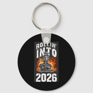 Rollin Into 2026 Raccoon Funny Dumpster Fire 2025  Key Ring