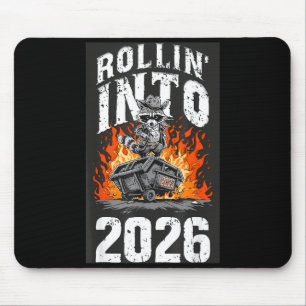 Rollin Into 2026 Raccoon Funny Dumpster Fire 2025  Mouse Pad