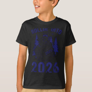 Rollin Into 2026 Raccoon Funny Dumpster Fire 2025  T-Shirt