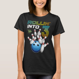 Rollin Into 3 Retro Bowling Birthday Party 3rd Bir T-Shirt