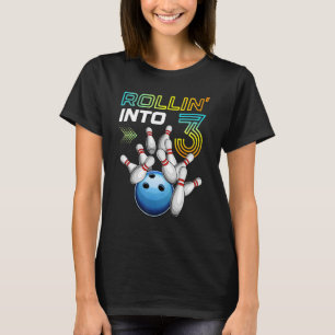 Rollin Into 3 Retro Bowling Birthday Party 3rd Bir T-Shirt