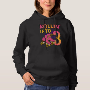Rollin' Into 3 Roller Girl 3rd Birthday Party Skat Hoodie