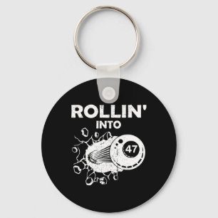 Rollin Into 47 Billiards 47th Birthday Flaming Bil Key Ring