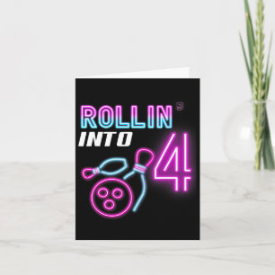 Rollin' Into 4 Birthday Party Bowling Bday Party  Card