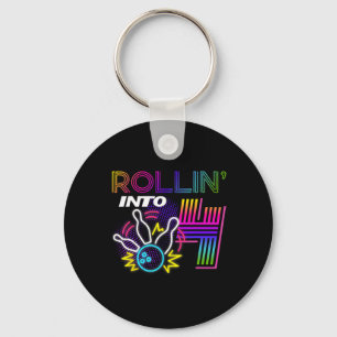 Rollin Into 4 Year Old Birthday Bowling Party 4th  Key Ring