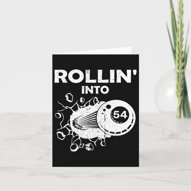 Rollin Into 54 Billiards 54th Birthday Flaming Bil Card (Front)