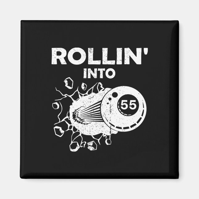 Rollin Into 55 Billiards 55th Birthday Flaming Bil Magnet (Front)