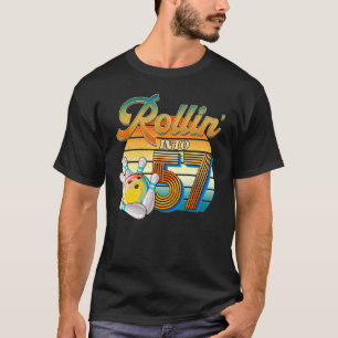 Rollin' Into 57th Birthday Bowler 57 Years Old Bow T-Shirt