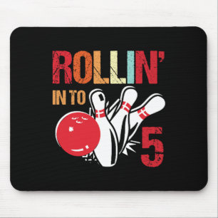 Rollin Into 5 Bowling Birthday Party 5th Birthday Mouse Pad