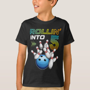 Rollin Into 5 Retro Bowling Birthday Party 5th Bir T-Shirt